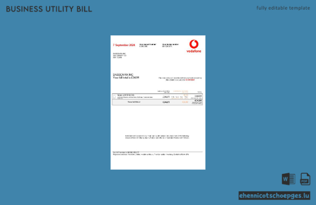 Beispiel einer Vodafone-Geschäftsrechnung aus Großbritannien (Vorschau)